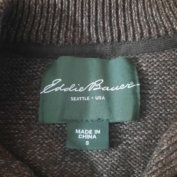 Eddie Bauer Mens Brown Two Button Knit Sweater Size Small - Picture 3 of 5